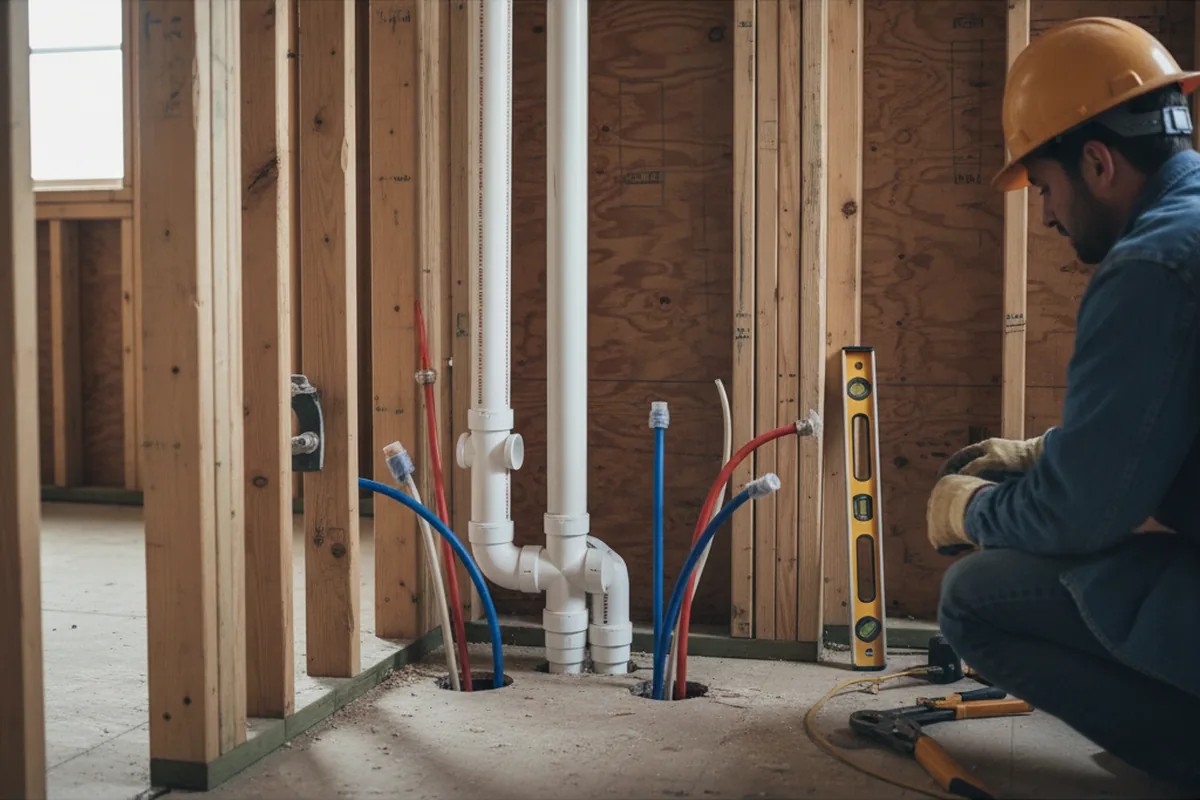 Drain and supply rough-in during Drain Cleaning in Woodridge
